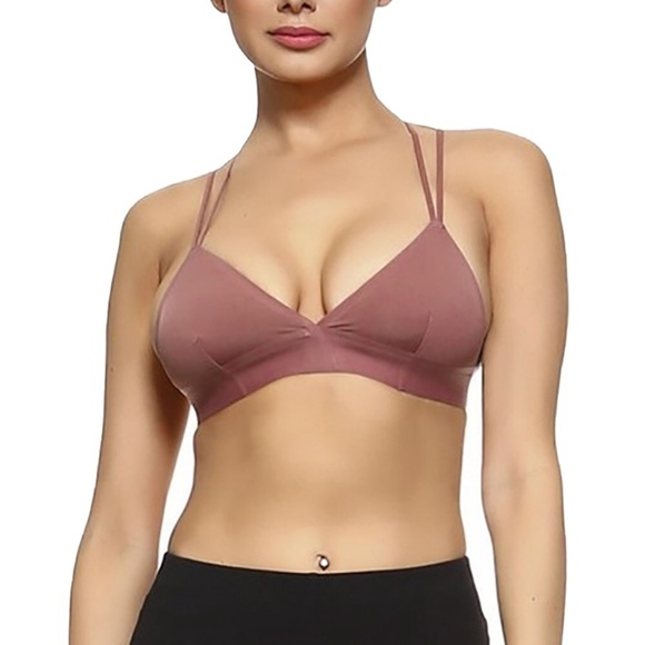UNWORN peach Deep V neck seamless silky bra - Picture 1 of 6